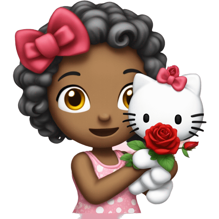 Hello kitty with rose in left hand emoji