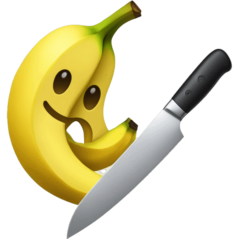 a banana being cut by a knife emoji