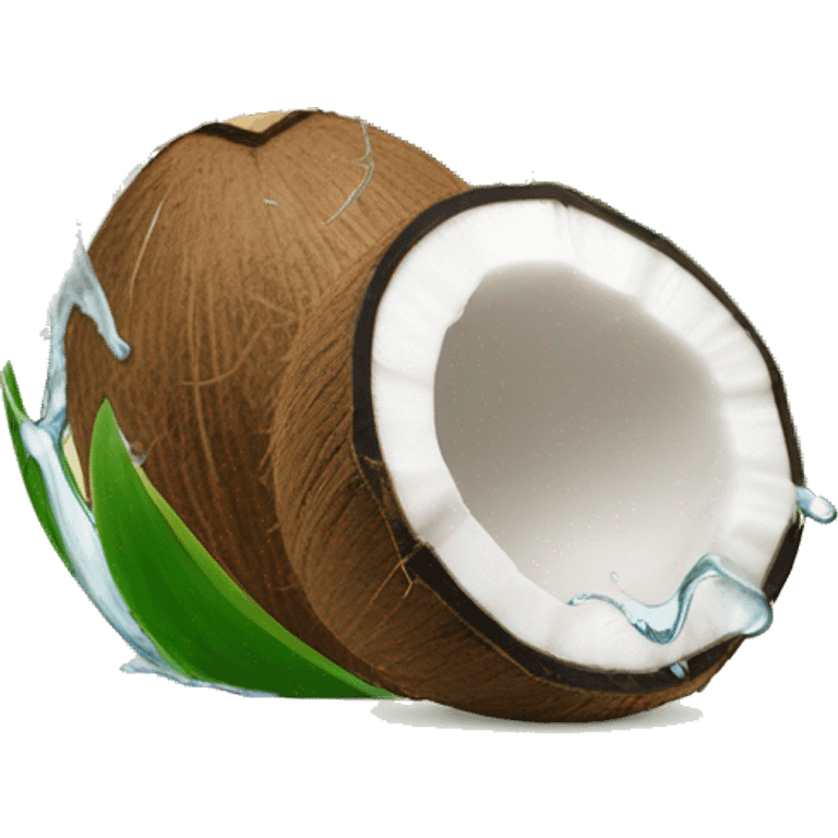 Coconut with coconut water splashing out emoji