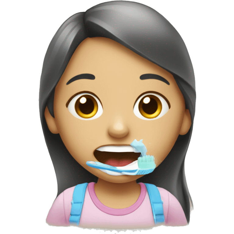 a little girl brushing teeth emoji