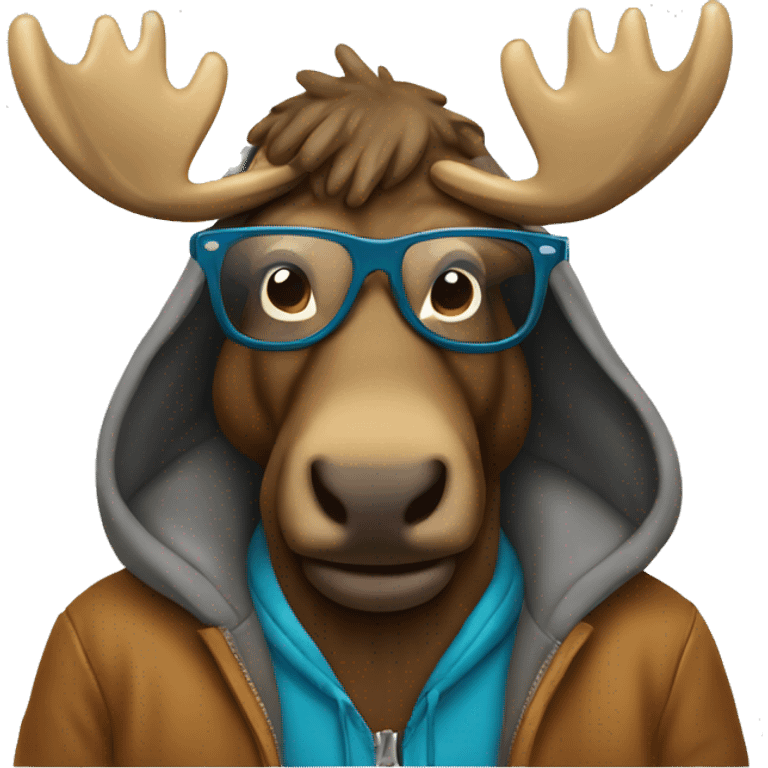 a moose wearing glasses and a hoodie emoji