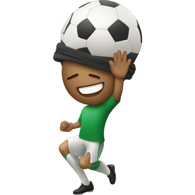 Blindfolded person catching a soccer ball emoji