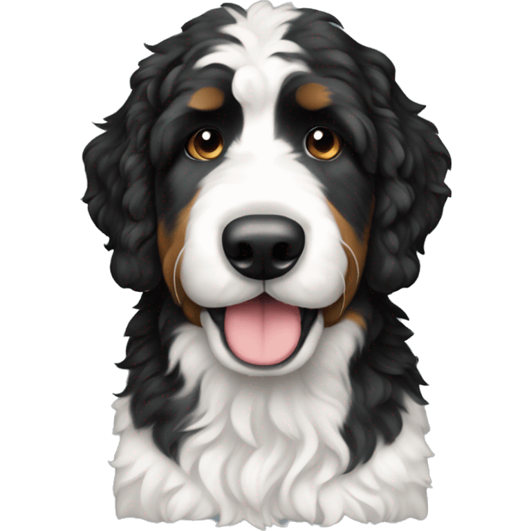 tall black and white f1 bernedoodle  emoji