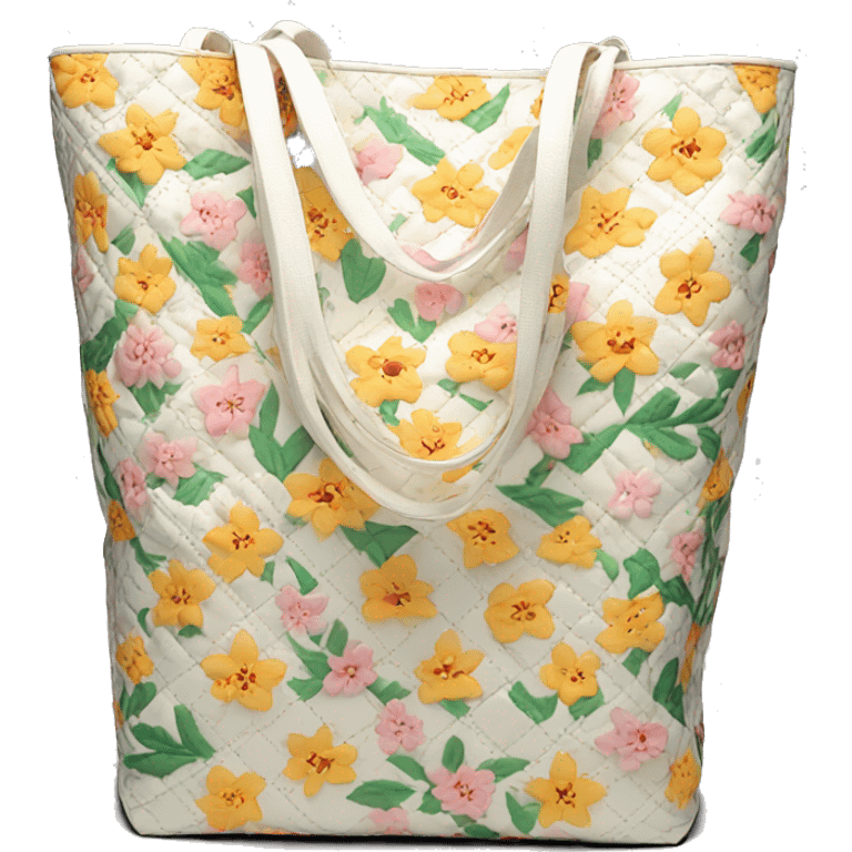 floral quilted tote bag  emoji