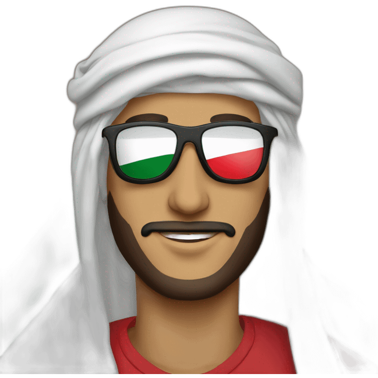 Palestinian flag Muslim men with sunglasses emoji