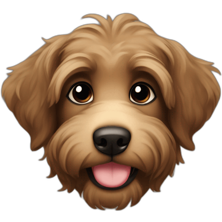 bouvier fawn brown and black puppy face very long hair smiling dark short ears emoji