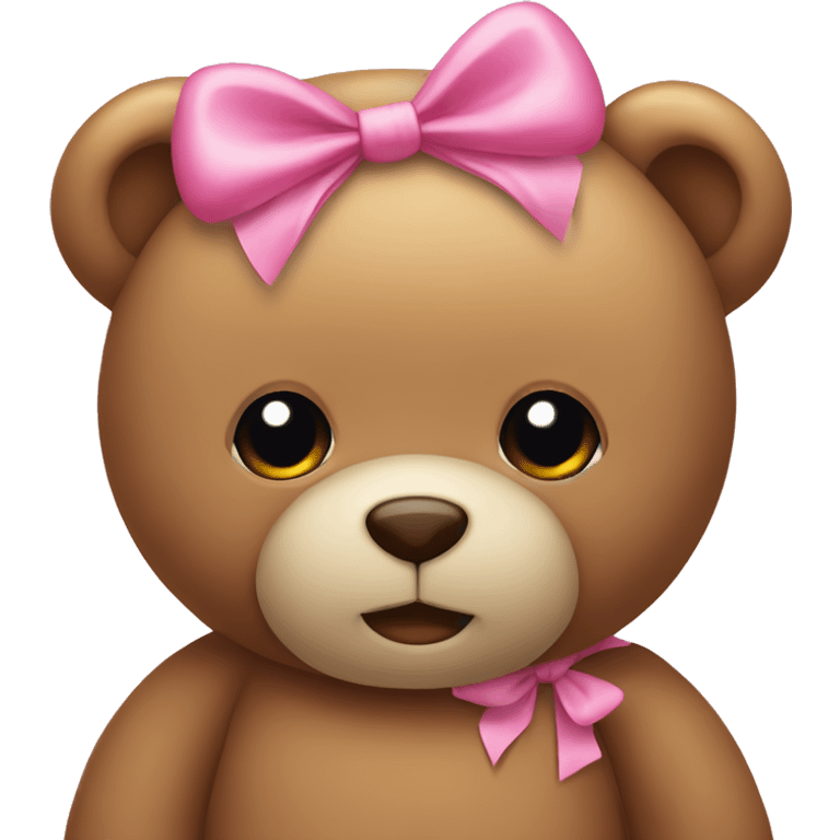 Cute teddy bear with pink bow emoji