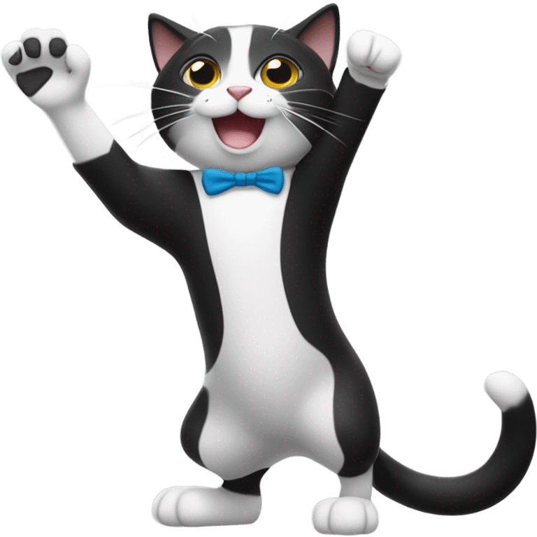 Tuxedo cat dabbing emoji