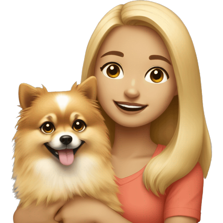 light-skinned-girl-petting-pomeranian emoji