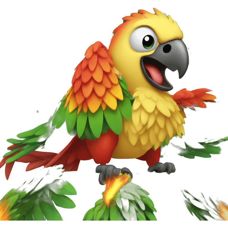 angry parrot screaming with fire on his head emoji