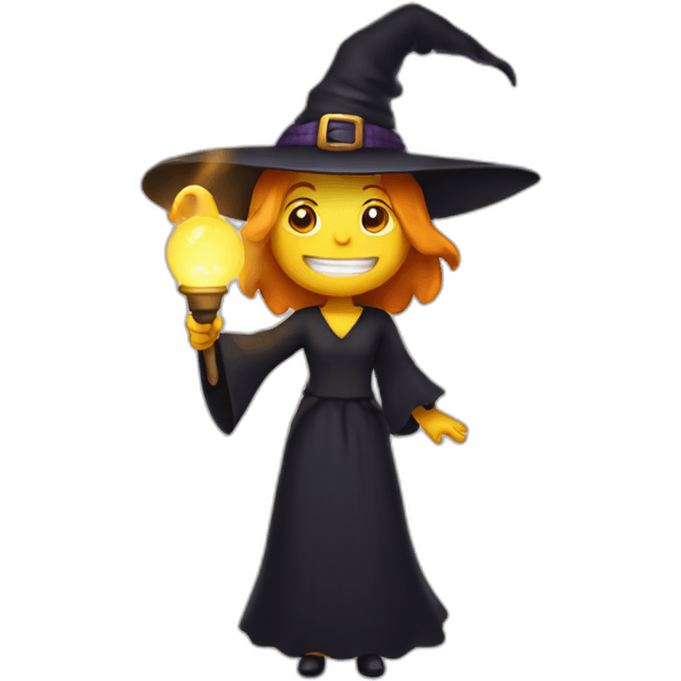 witch holding a light emoji