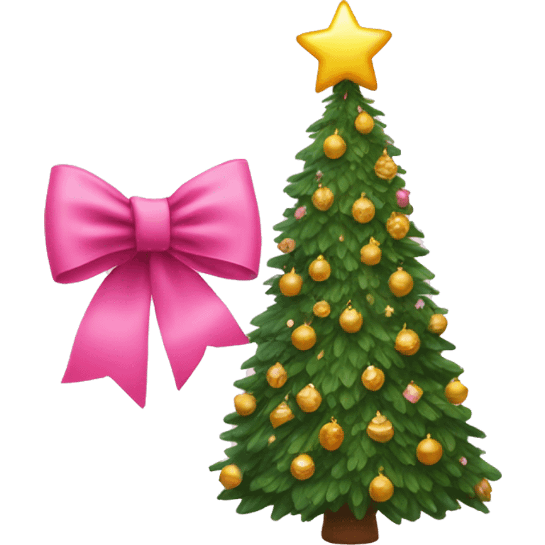 Pink bow on christmas tree emoji