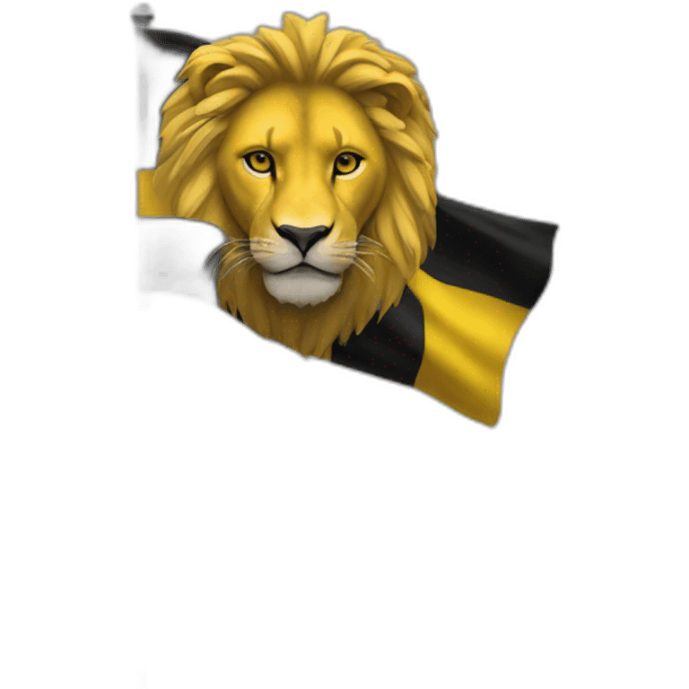 drapeau jaune avec un lion noir emoji