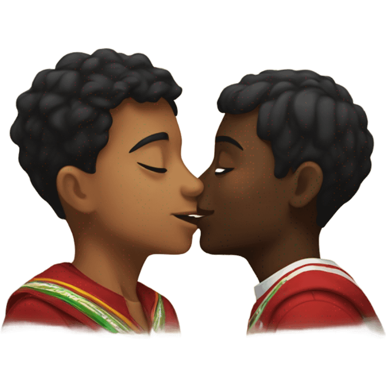 Black boy and Mexican boy kissing  emoji