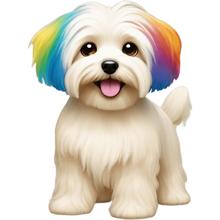 Cream colored havanese with RAINBOW TAIL (NOT RAINBOW EARS) emoji