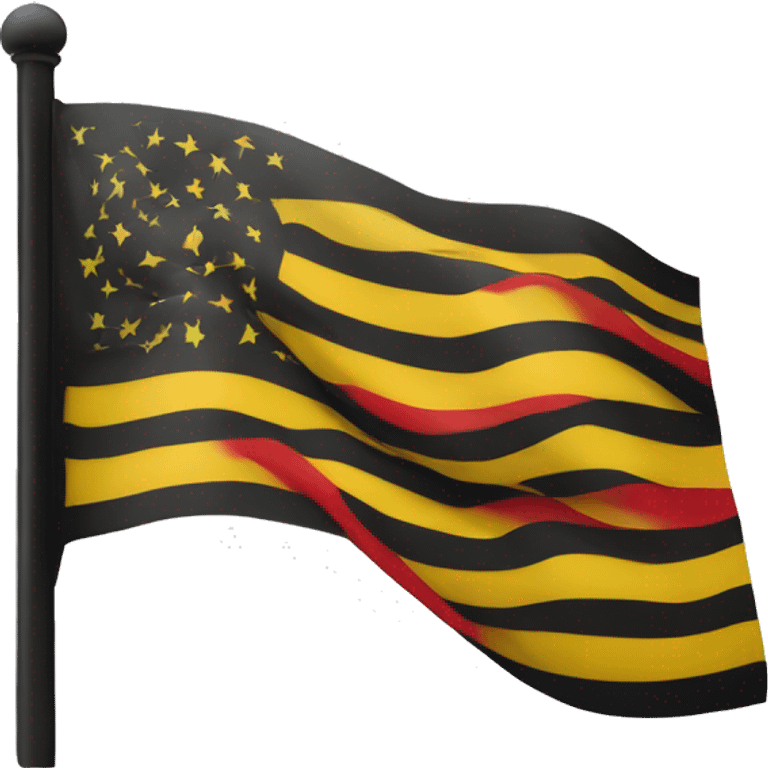 A wavy flag with a yellow circle in the middle with black on top and red on the bottom  emoji