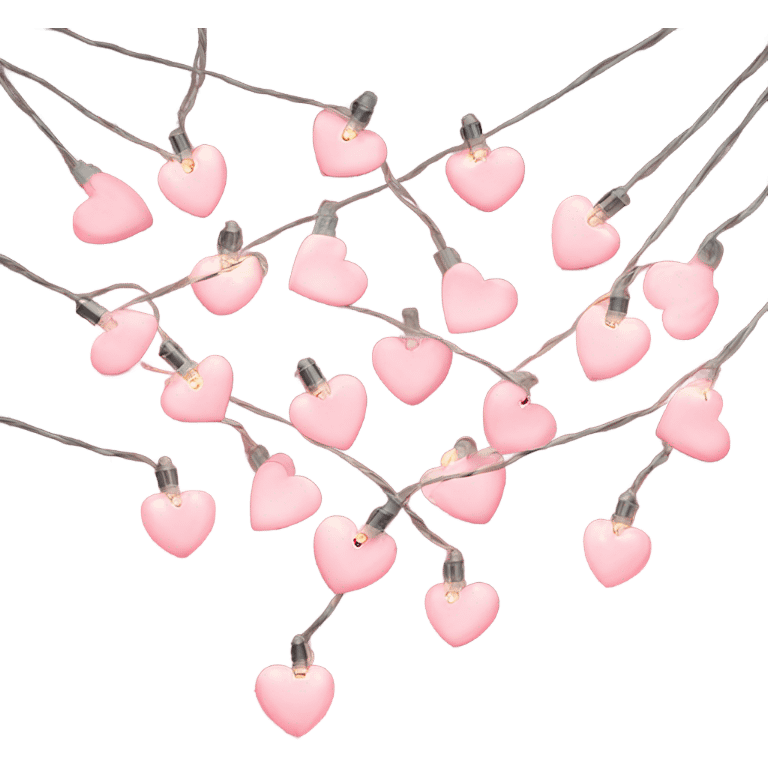 Realistic isolated pink heart shaped christmas string lights emoji