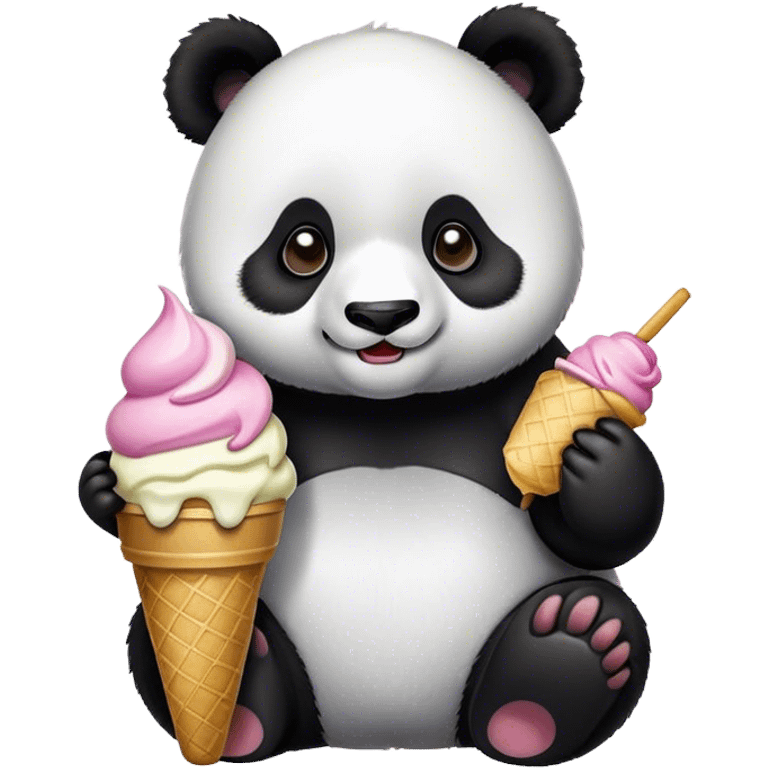 Panda eating ice cream emoji