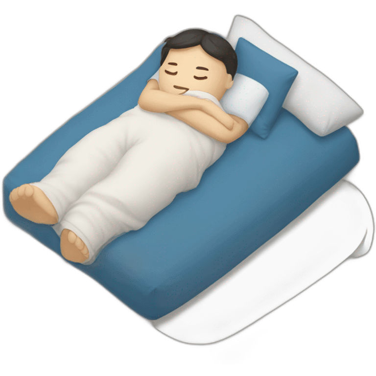 a Korean sleeping with a pillow between his feet emoji