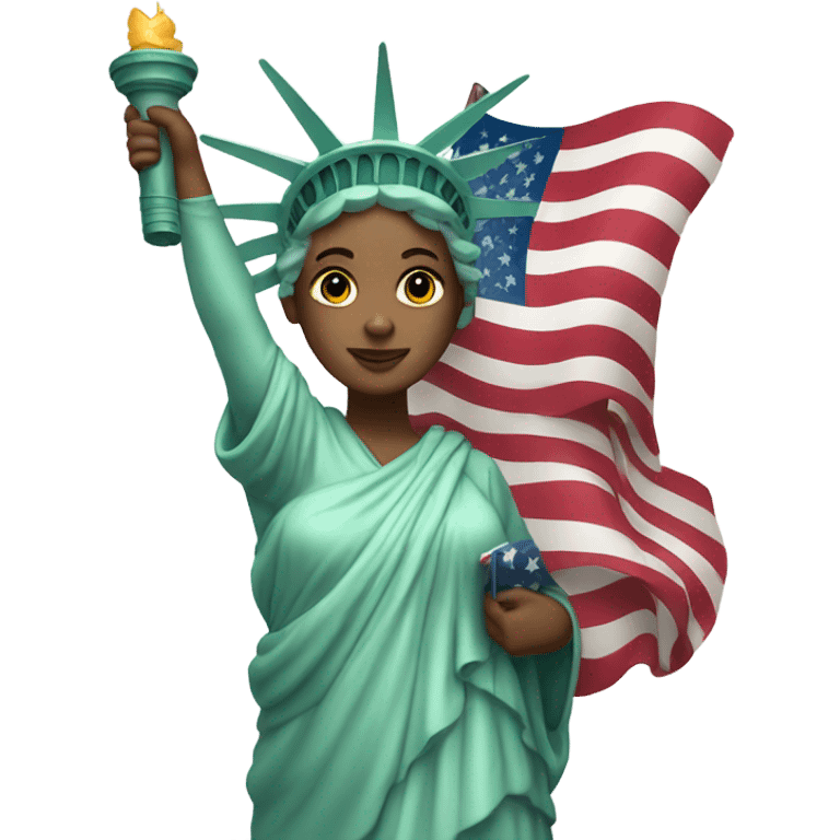 Lady liberty with American flag emoji