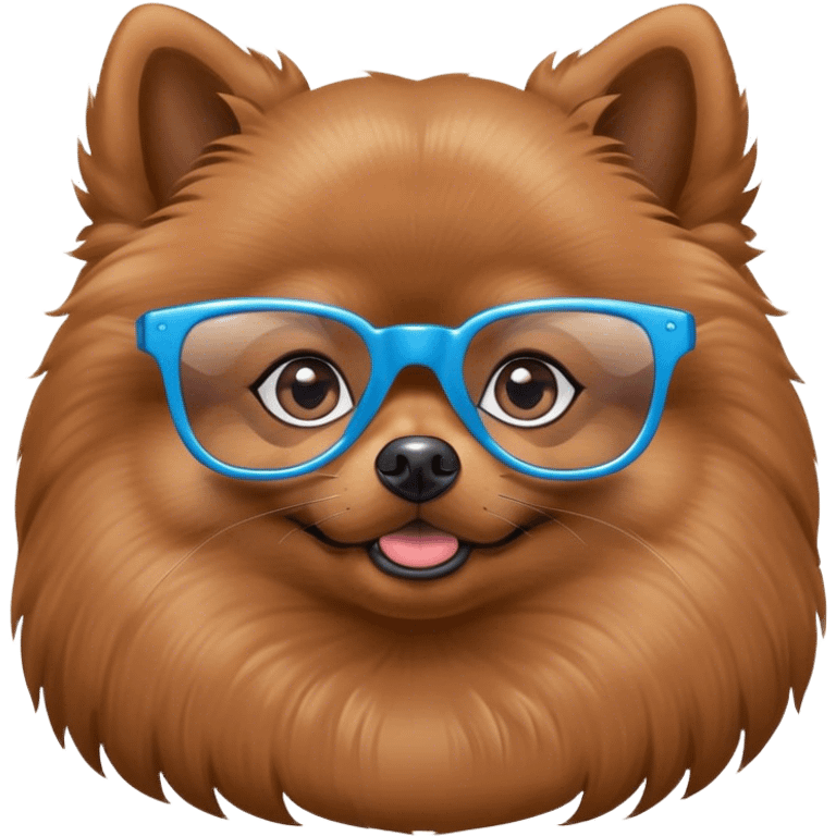  brown Pomeranian Spitz with blue glasses emoji