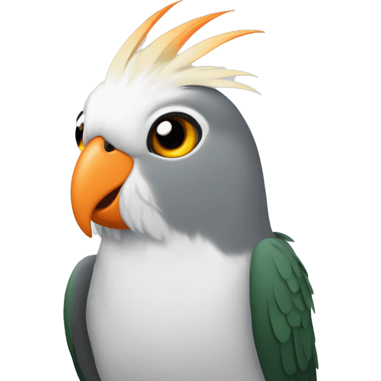 Grey Cockatiel orange cheeks with Dark Green Tail emoji