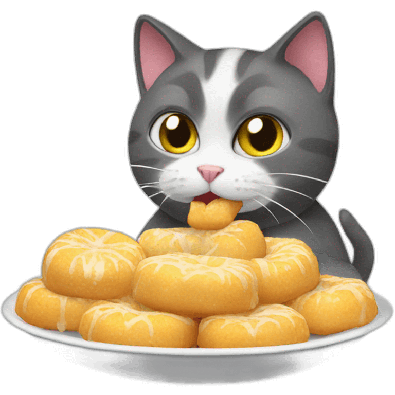 cat eating chouquette emoji