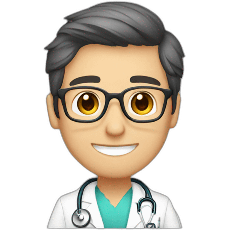 doctor, joven, cabello corto, rubio, con lentes, con titulo GRACIAS emoji