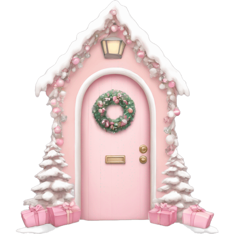 Pastel pink christmas door emoji