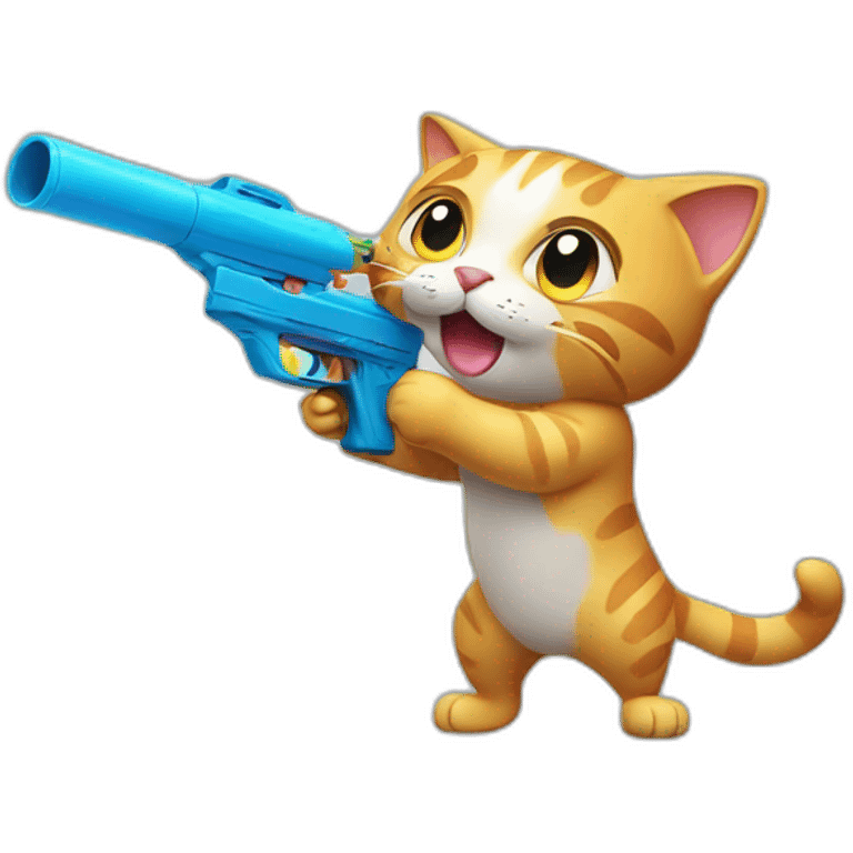 cat shooting water gun emoji