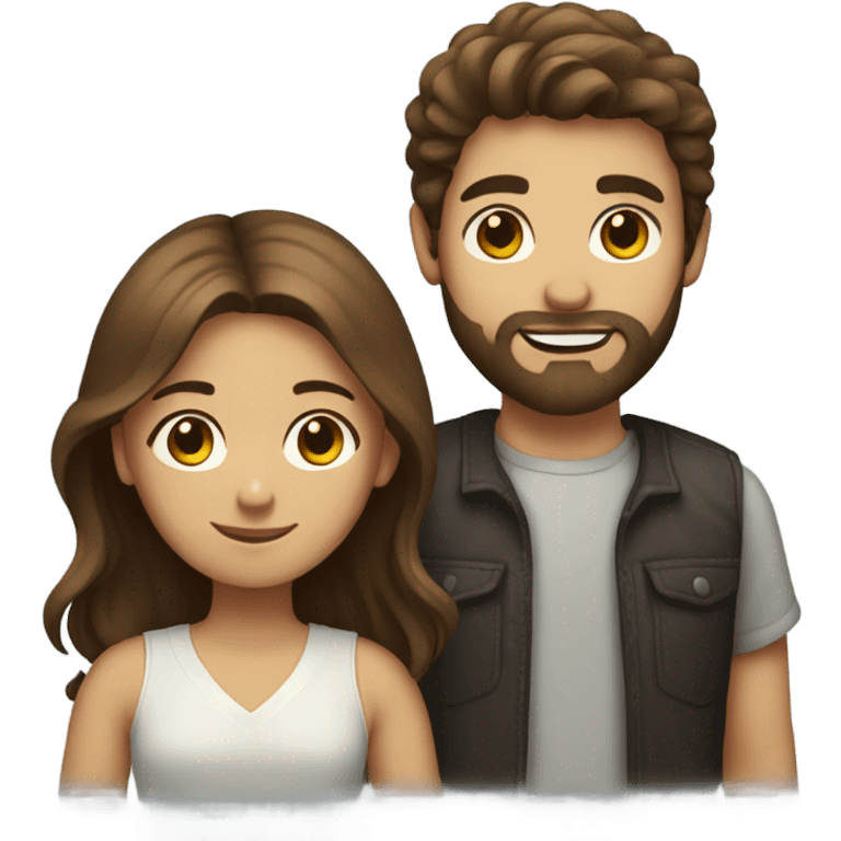 brown haired girl and bearded boy emoji