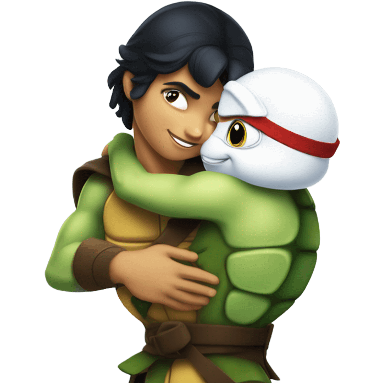 Raphael ninja turtle hugging Disney Snow White  emoji