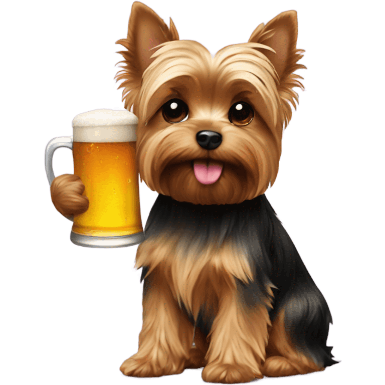 Yorkie with a beer  emoji