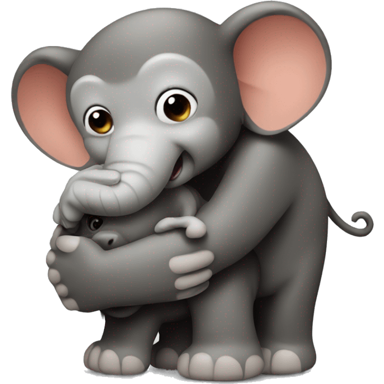 Monkey hugging elephant emoji