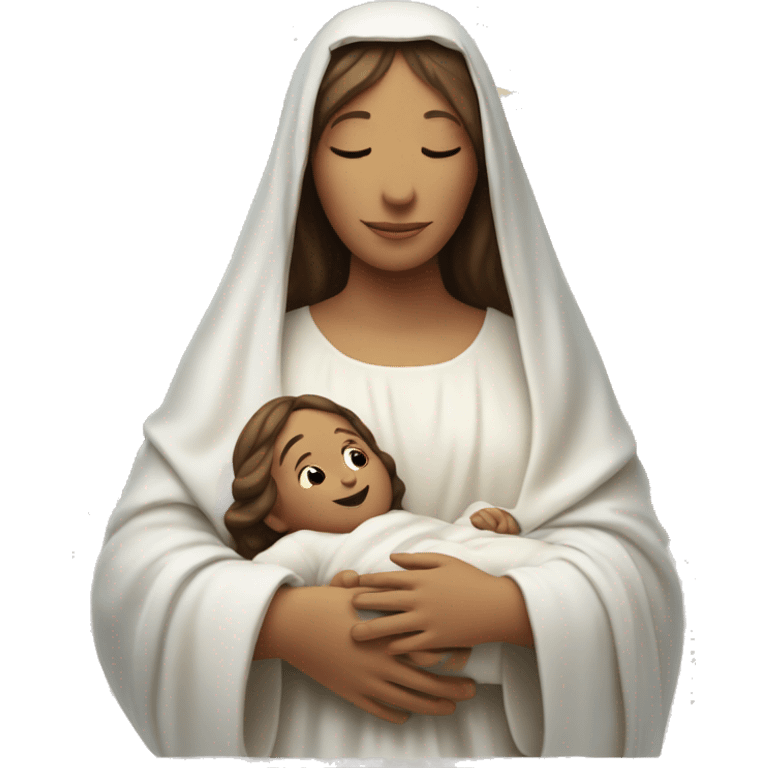 Maria mother of Jesus with Jesus in hands white skin emoji