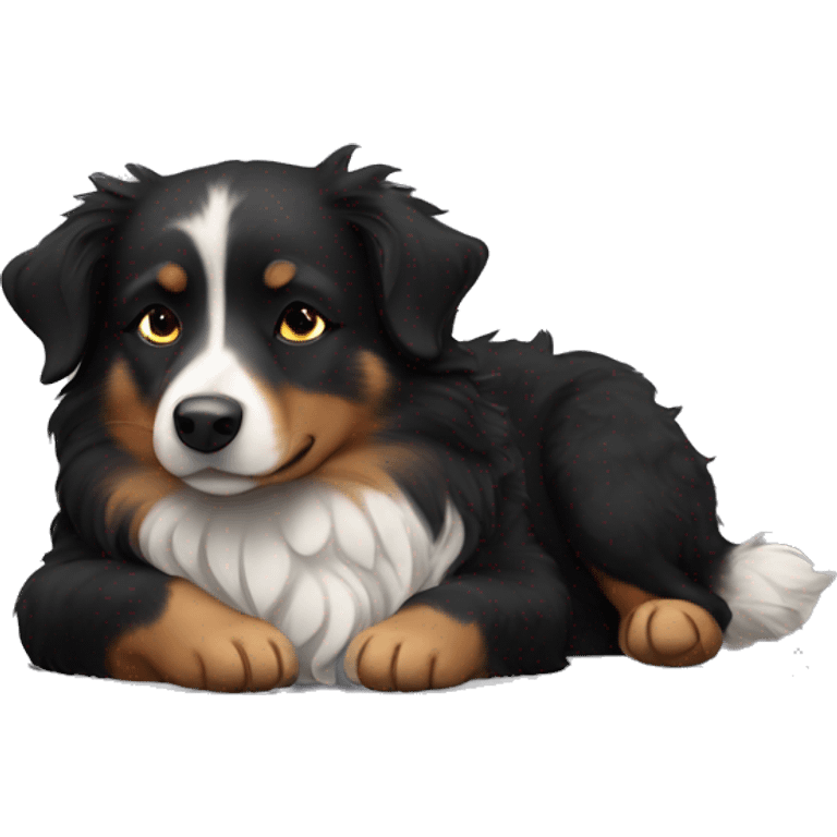 Small black australian shepherd dog sleeping  emoji