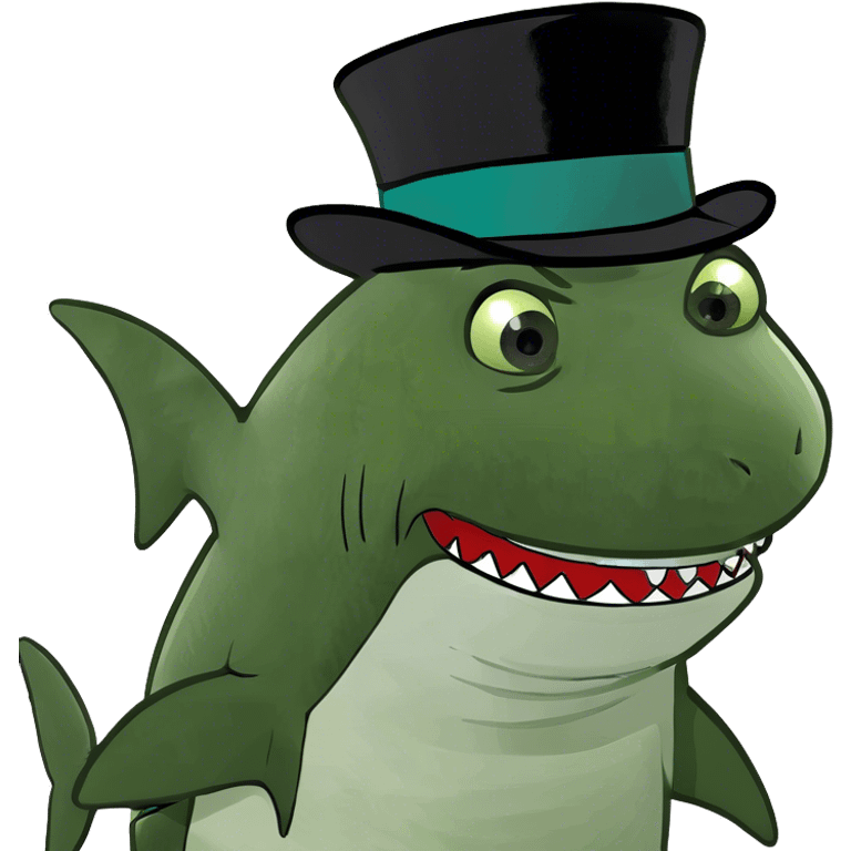 Shark with a top hat emoji