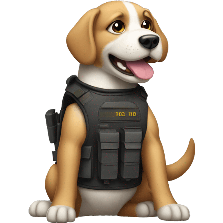 Dog with a bullet proof vest on emoji