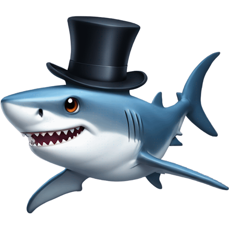 Shark with a top hat emoji