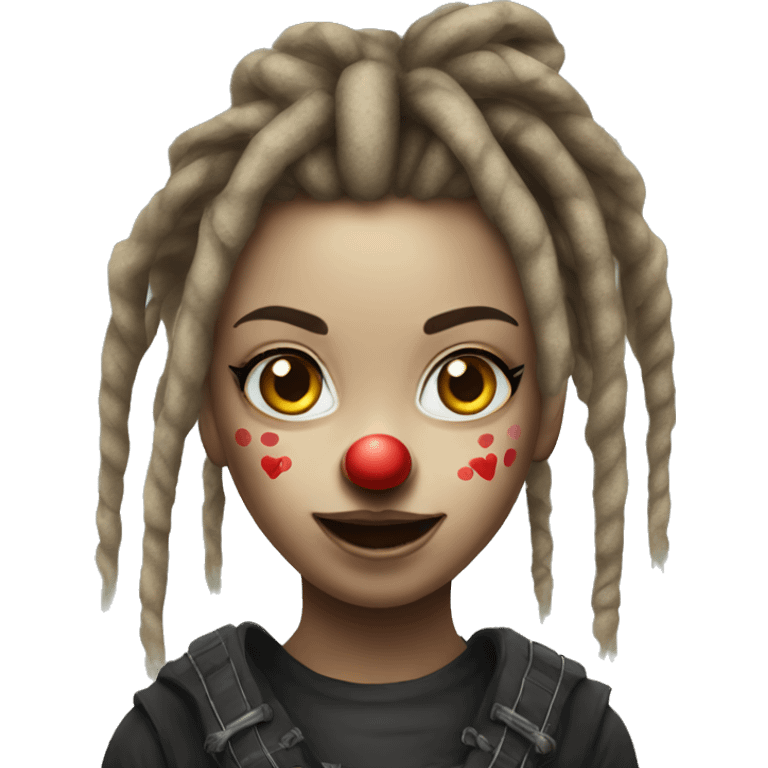 Clown ninja girl portrait, dreadlocks emoji