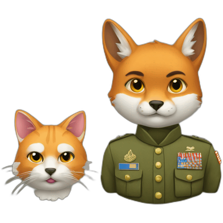 Cat and fox military emoji