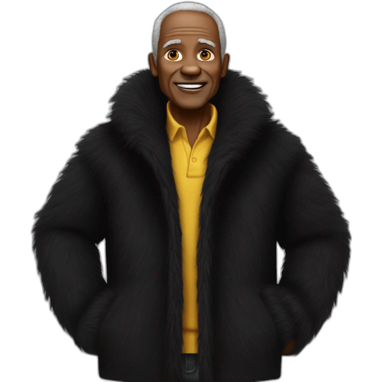 black Fur coat old yello man emoji