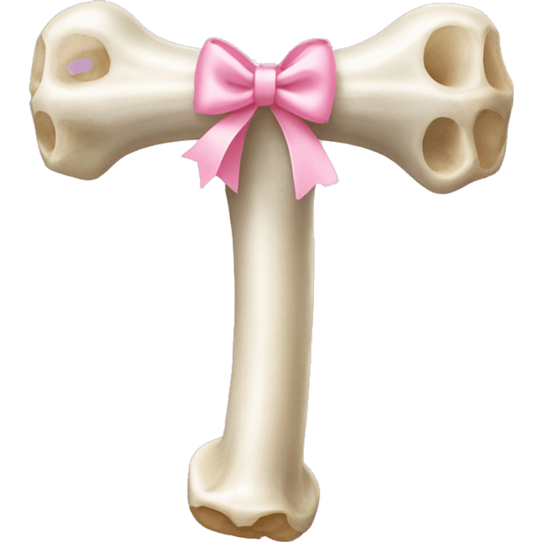 Femur Bone with light pink bow on it emoji