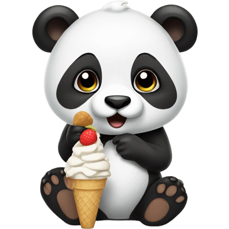 Panda eating ice cream emoji