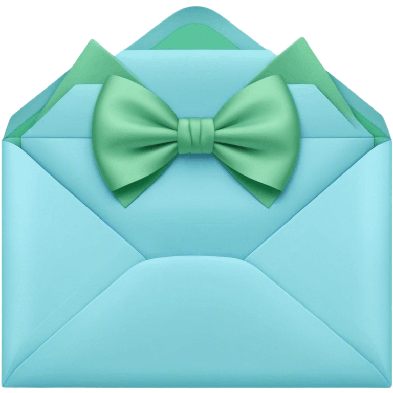 beautiful aesthetic love letter in pastel blue color with green bow aesthetically placed  emoji