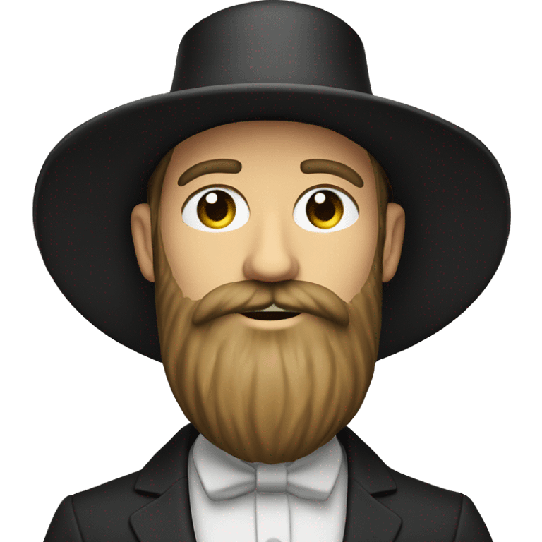 amish straw hat and beard without mustache white skin black suit half body body one photo  emoji