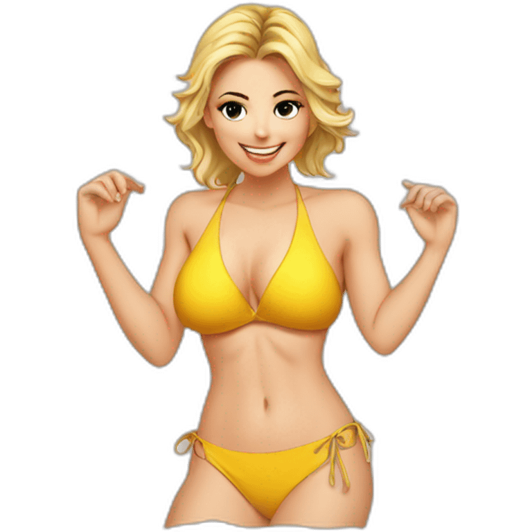 Sexy pose soft-fit Caucasian woman bikini (beach body) bed emoji