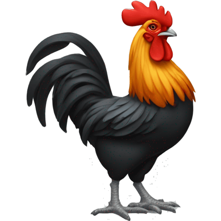 A rooster who has a car tire instead of a body emoji