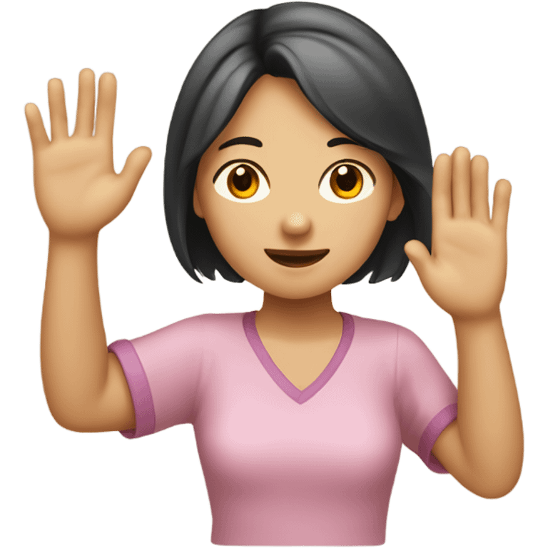 asian girl tan waving her hand emoji