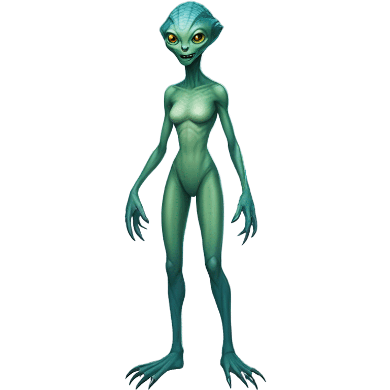 a reptilian alien woman full body emoji